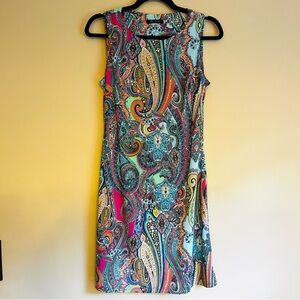 Tommy Hilfiger Colorful Paisley Midi Dress, Boho, Shift Dress, Maximalist, Fall